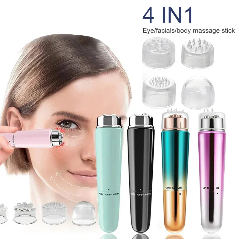 4-in-1 Electric Eye & Face Massager — Micro Vibration for Dark Circles, Puffiness & Eye Bags, Portable