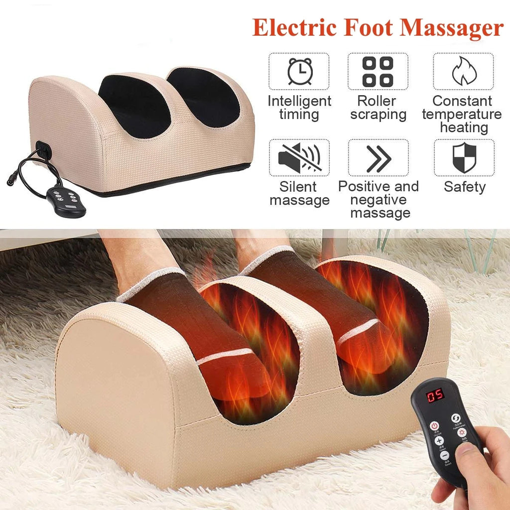 Electric Shiatsu Foot & Calf Massager with Hot Compress – Kneading Roller, 12 3D Massage Balls, 3-Gear Vibration & Auto Timer