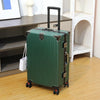 Aluminum Frame Spinner Luggage – Hardside Polycarbonate Suitcase 20/24/26/28 in (50/61/66/71 cm) with Built-in Combination Lock & Leather Trim