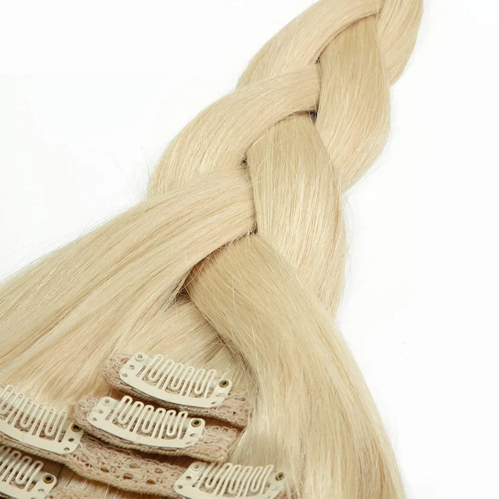 Seamless Clip-In Human Hair Extensions 8-Piece 120g Brazilian Remy Straight 16-26 in (41-66 cm)