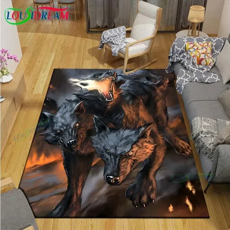 3D Mythical Beast Printed Area Rug Anti-Slip Polyester Carpet for Living Room, Kids Bedroom & Yoga Mat — Multiple Sizes (23.6×15.7–90.5×63 in / 60×40–230×160 cm)