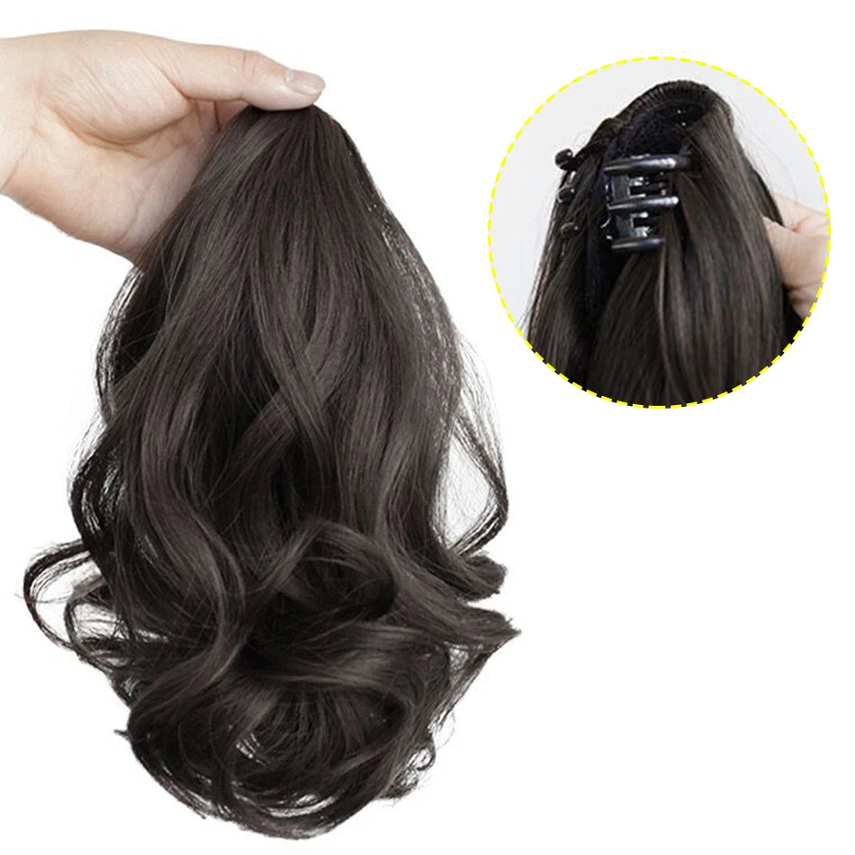 12-Inch (30 cm) Short Curly Clip-In Ponytail Hair Extension – Synthetic Claw Clip Hairpiece for Women