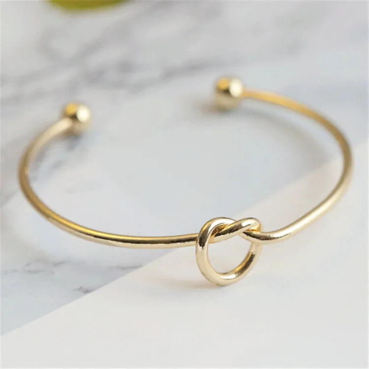 Stainless Steel Woven Twist Cuff Bracelet - Vintage Gold-Tone Statement Bangle for Women