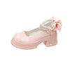 Pink Beaded Mary Jane Heels – Round Toe Platform Pumps with Square Heel, Spring/Autumn Party Shoes