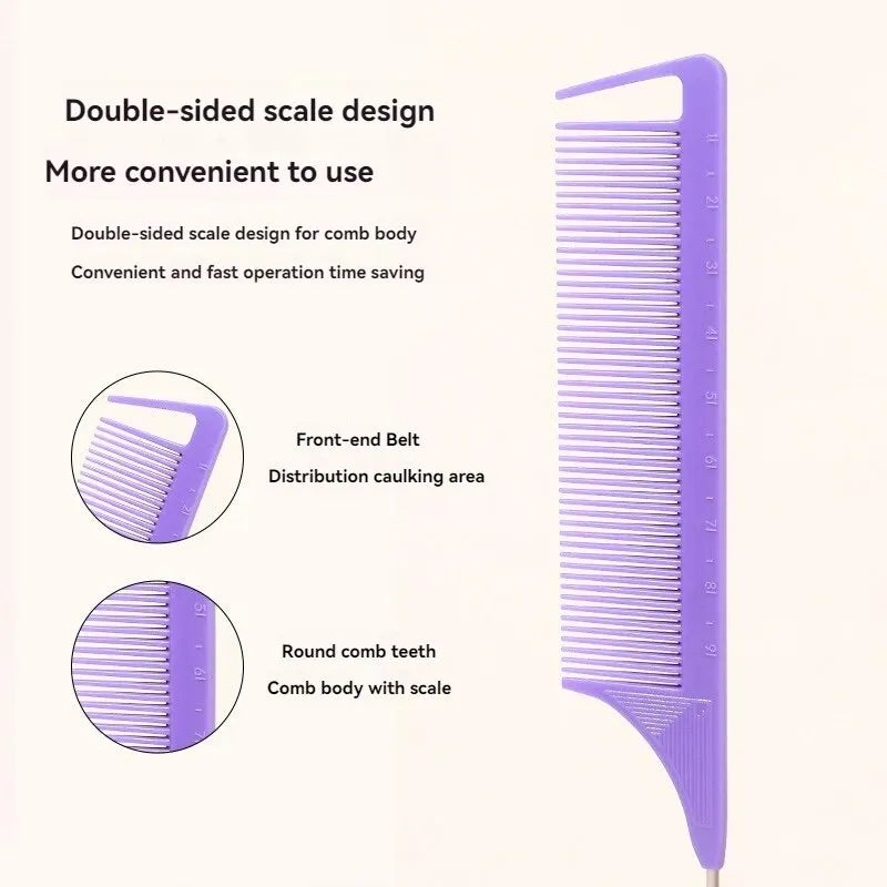 3-Piece Hair Comb & Eyebrow Brush Set - Tail Comb, 3-Row Detangling Comb, Steel Pin Tail Comb