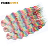 Synthetic Braiding Hair Extensions 24 in (60 cm) Loose Deep Wave Ombre Brown Rainbow Twist Crochet 3-Pack