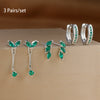 3-Pair Zircon Huggie Hoop Earrings for Women, 8mm (0.31 in) Stainless Steel Cartilage Piercing Set