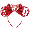 Sequin Snowflake Mouse Ear Headband with 5\" (12.7 cm) Bow – Kids & Adults Festival Party Cosplay Hairband