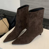 Eilyken Women's Pointed Toe Ankle Boots – Vintage Autumn Winter Thin Heel Booties