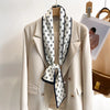 Women's Silk-Feel Printed Long Narrow Scarf 12 x 148 cm (4.7 x 58.3 in) - 50+ Colors | Headband & Shawl