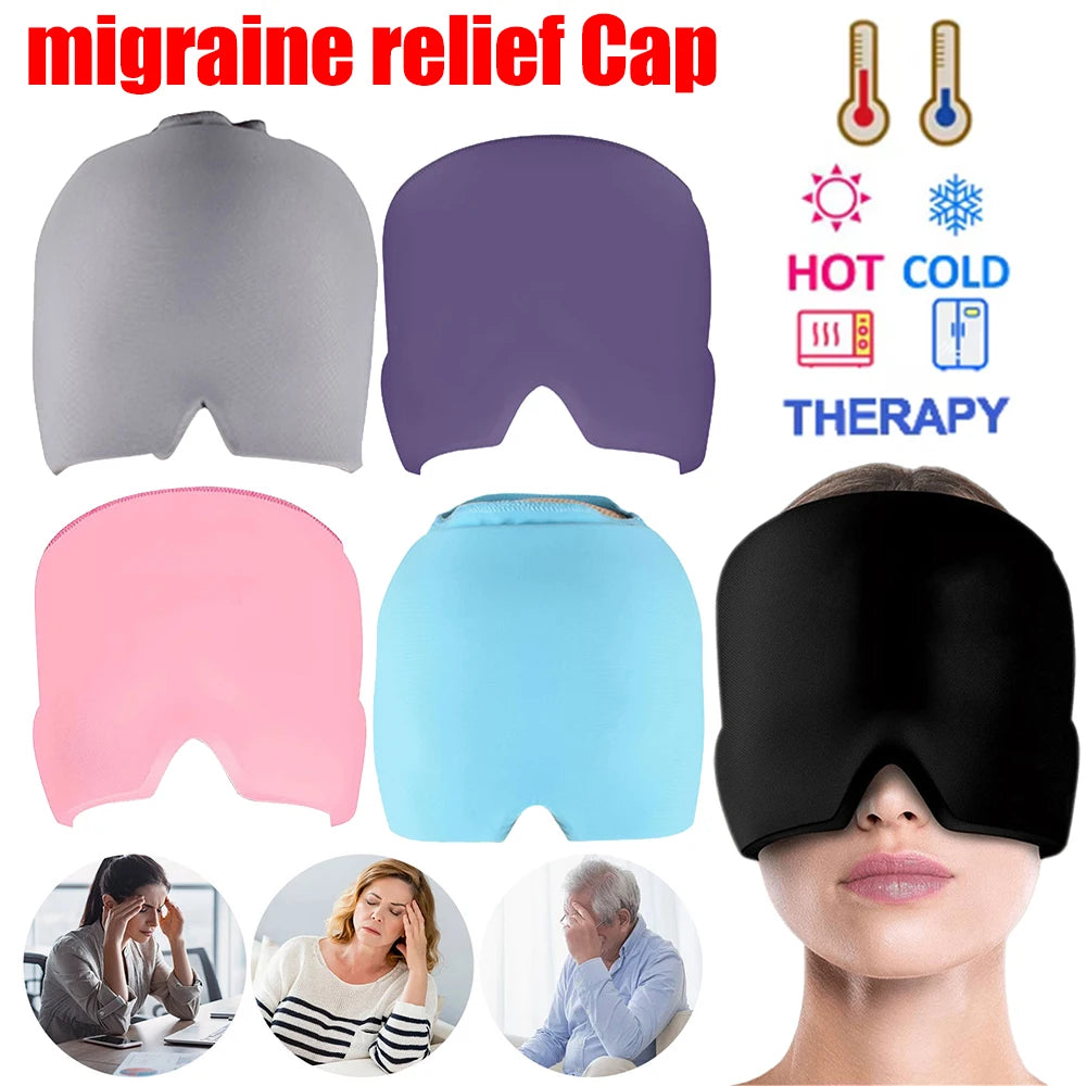 Reusable Gel Migraine Relief Cap – Cold Compress Head Wrap for Headaches, Sinus Pressure & Puffy Eyes (Fits 17.7–23.6 in / 45–60 cm)
