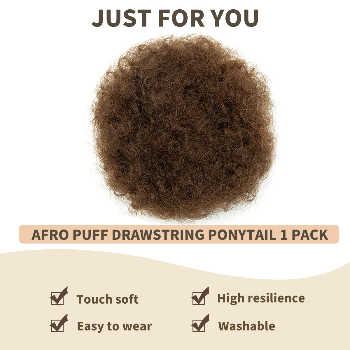 Kinky Curly Remy Human Hair Ponytail Afro Puff Drawstring Clip-In High Bun Updo Extension for Black Women