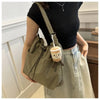 Women's Waterproof Nylon Drawstring Tote Bag – Large Bucket Crossbody Shoulder Bag 38×31×9 cm (14.96×12.20×3.54 in)