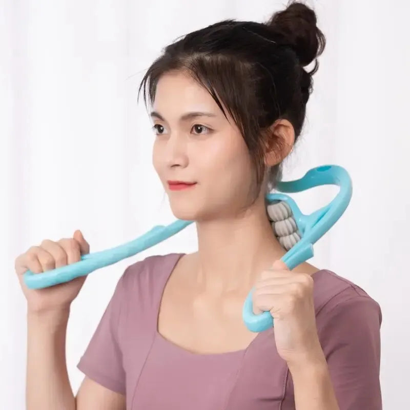 Six-Wheel Cervical Neck Massager Roller – Clip-On Manual Neck, Shoulder & Back Kneading Tool