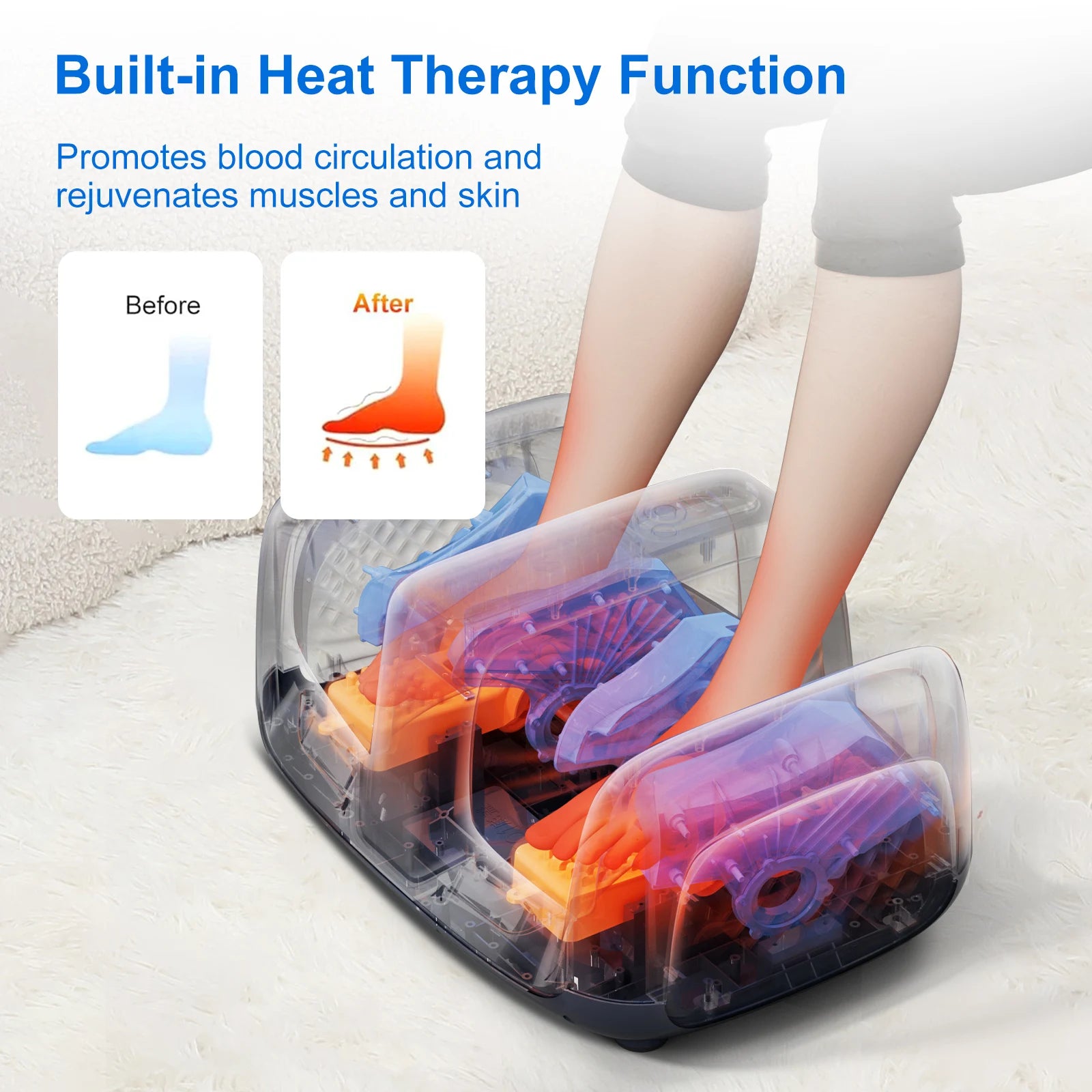 HIMOUTA Shiatsu Foot Massager with Heat – Deep Kneading & Rolling Foot and Calf Massager for Neuropathy Relief, Gift for Women & Men