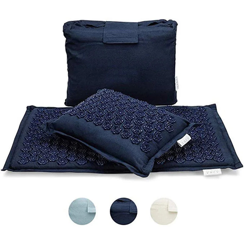 Lotus Spike Acupressure Mat Set with Pillow & Carry Bag – Coir Linen Cushion 74 x 44 cm (29 x 17 in) + Pillow 38 x 25 cm (15 x 10 in) for Yoga, Massage & Relaxation