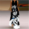 Women's Vintage Printed Boho Maxi Dress - V-Neck Sleeveless A-Line Summer Beach & Party Dress