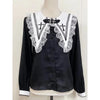 Kawaii Jirai Kei Lolita Y2K Japanese Style Blouse with Peter Pan Collar Long Sleeve Sweet Aesthetic Top for Women