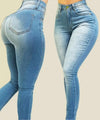 Women's High-Waist Slim Denim Jeans — Figure-Shaping Full-Length Pencil Fit, Medium-Stretch Cotton