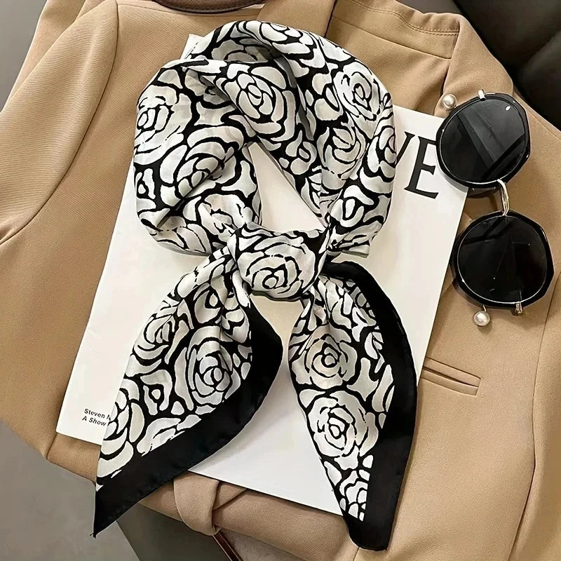 Luxury Silk-Feel 70cm (27.6in) Square Satin Scarf for Women — Neck Tie, Hair Bandana & Headkerchief