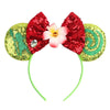 Sequin Snowflake Mouse Ear Headband with 5\" (12.7 cm) Bow – Kids & Adults Festival Party Cosplay Hairband