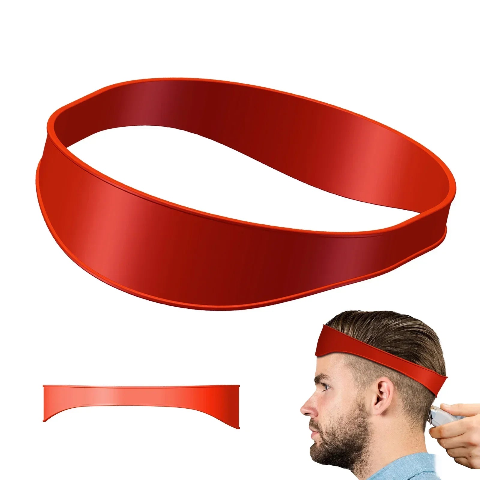 Silicone Neckline Haircut Guide Headband – Curved Barber Template for DIY Fades, Hands-Free Trimming (Fits Most 21.5 in / 54.6 cm)