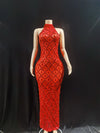 Sparkling Sequin & Crystal Long Evening Gown - Sheer Sexy Ball Party Dress for Women