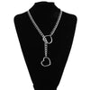 Heart Slip Chain Choker Necklace for Women, Adjustable Punk Rock Goth Love Chain Gift