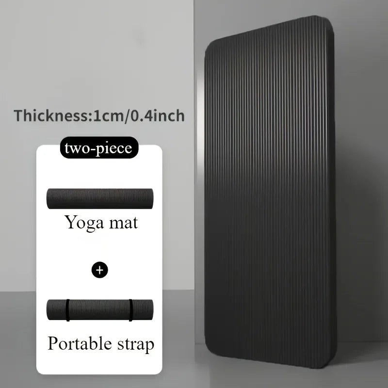 Extra-Large Thick NBR Non-Slip Yoga Mat 78.7 x 24 in (200 x 61 cm) Black for Home Fitness