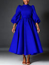 Plus Size Knit Long Sleeve Shirt Dress with Sash Waist, Casual Autumn/Winter Layering