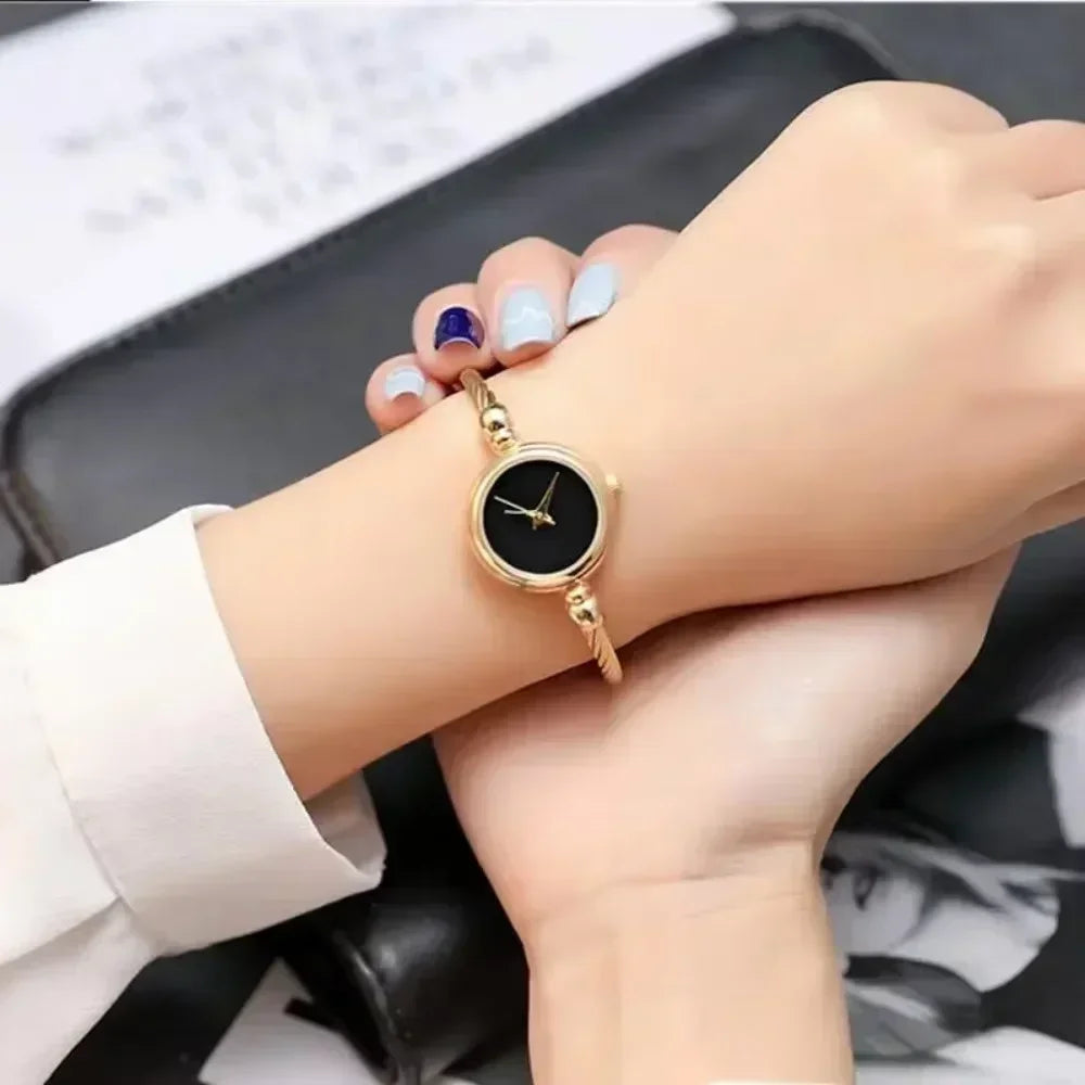Gold Bangle Bracelet Watch for Women – Small Stainless Steel Quartz Ladies Wristwatch