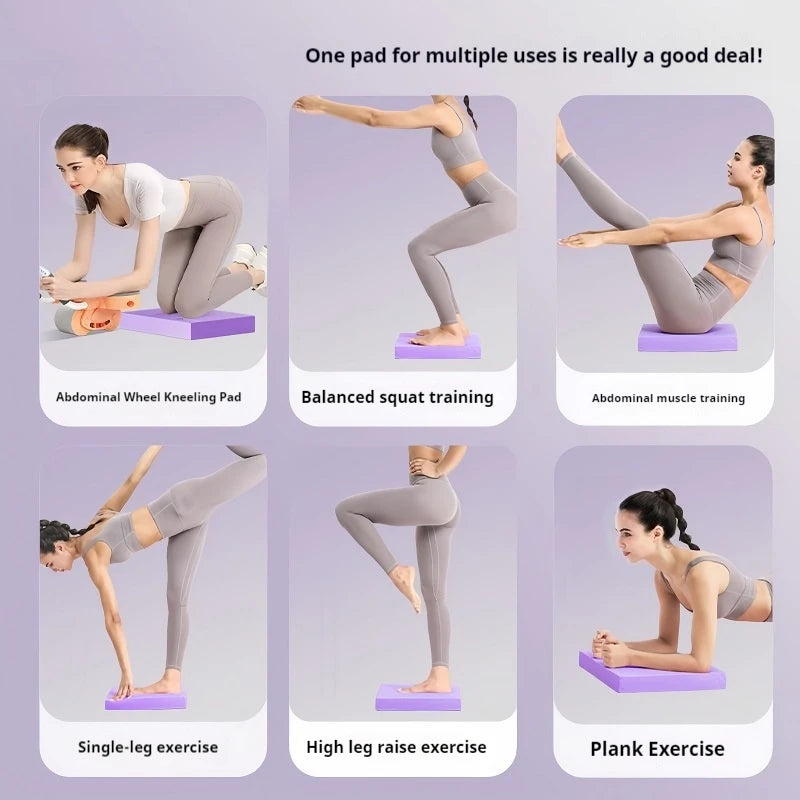 Thick Yoga Knee & Elbow Support Pad 44 x 30 cm (17.3 x 11.8 in) 4 cm, Pilates Exercise Balance Mat, Purple/Black