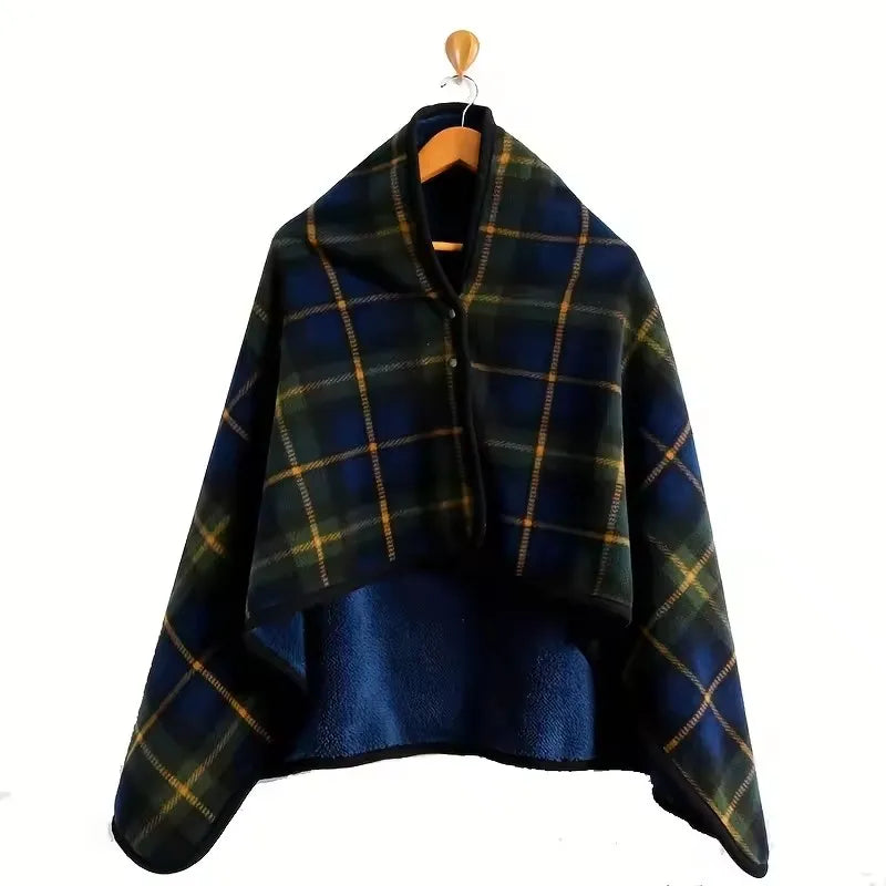 Women's Flannel Wearable Shawl Blanket – Cozy Shoulder Throw for Office, Travel & Home