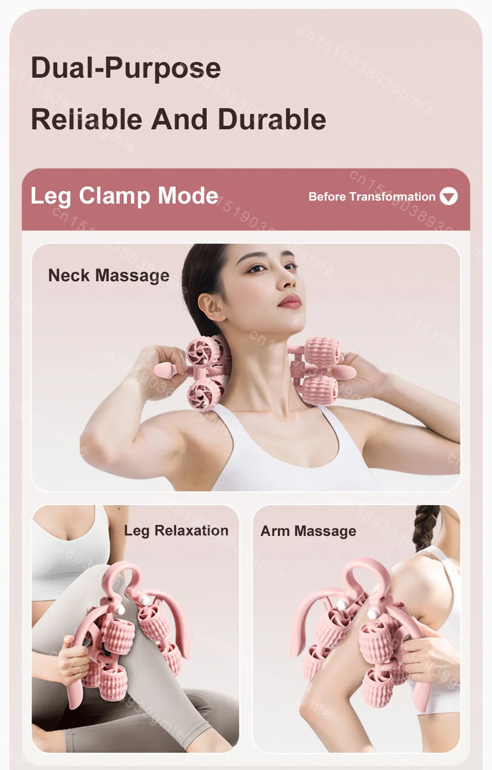 8-Wheel Full-Coverage Leg & Thigh Massage Roller — Anti-Cellulite Calf, Arm & Waist Muscle Massager