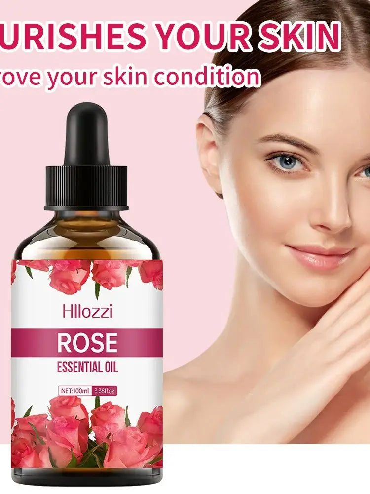 Rose Aromatherapy Essential Oil - Moisturizing Facial & Body Massage Oil with Long-Lasting Fragrance