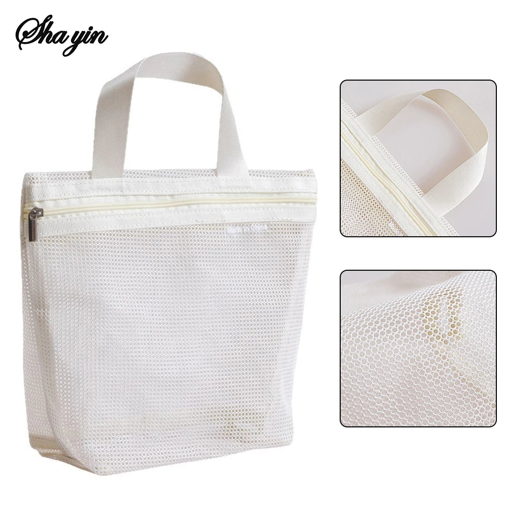 Hanging Mesh Toiletry Bag – Portable Travel Cosmetic Organizer Pouch for Makeup & Shower
