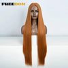 38-Inch (96.5 cm) Straight Synthetic Lace Front Wig – 13x6 Deep Part Ombre Brown-Red-Blonde Highlights for Women, Cosplay