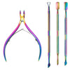 4-Piece Professional Stainless Steel Manicure Kit - Nail Clippers, Scissors, Nippers & Cuticle Pusher