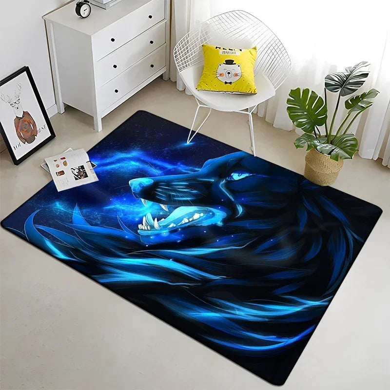 Wolf & Moon Area Rug – Scenic Wolf Moon Pattern Non-Slip Carpet for Living Room & Bedroom, Soft Large Area Rug (23×35–70×102 in | 60×90–180×260 cm)