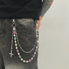 Cross Pendant Imitation Pearl Keychain Belt Chain - Unisex Punk Jeans Hip Hop Waist Chain
