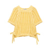 Hollow Knit Bow Pullover - Women's Casual Short-Sleeve Lace-Up Round Neck Sweater