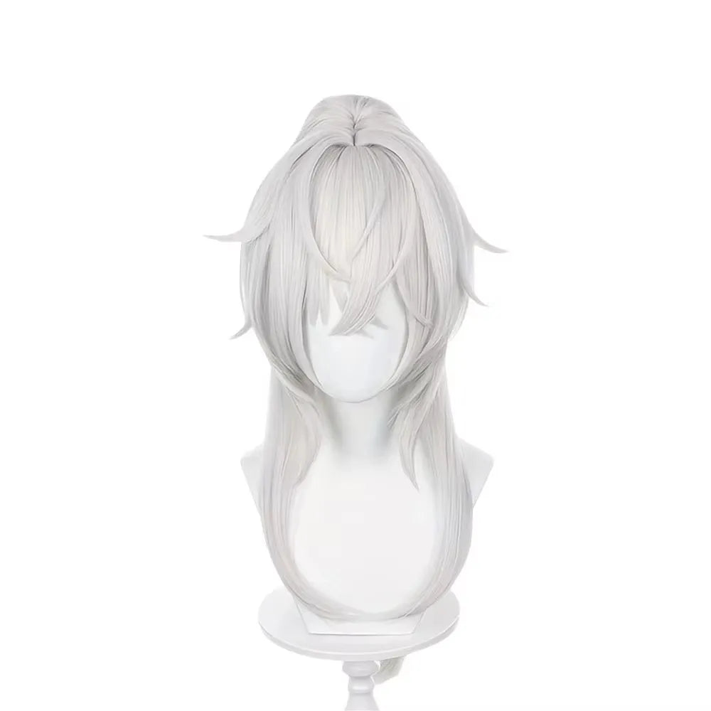 Jing Yuan Long Silver-White Ponytail Wig - Heat-Resistant Synthetic Anime Cosplay