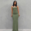 Spaghetti Strap Black Bodycon Trumpet Maxi Dress Y2K Sleeveless Long Evening Dress