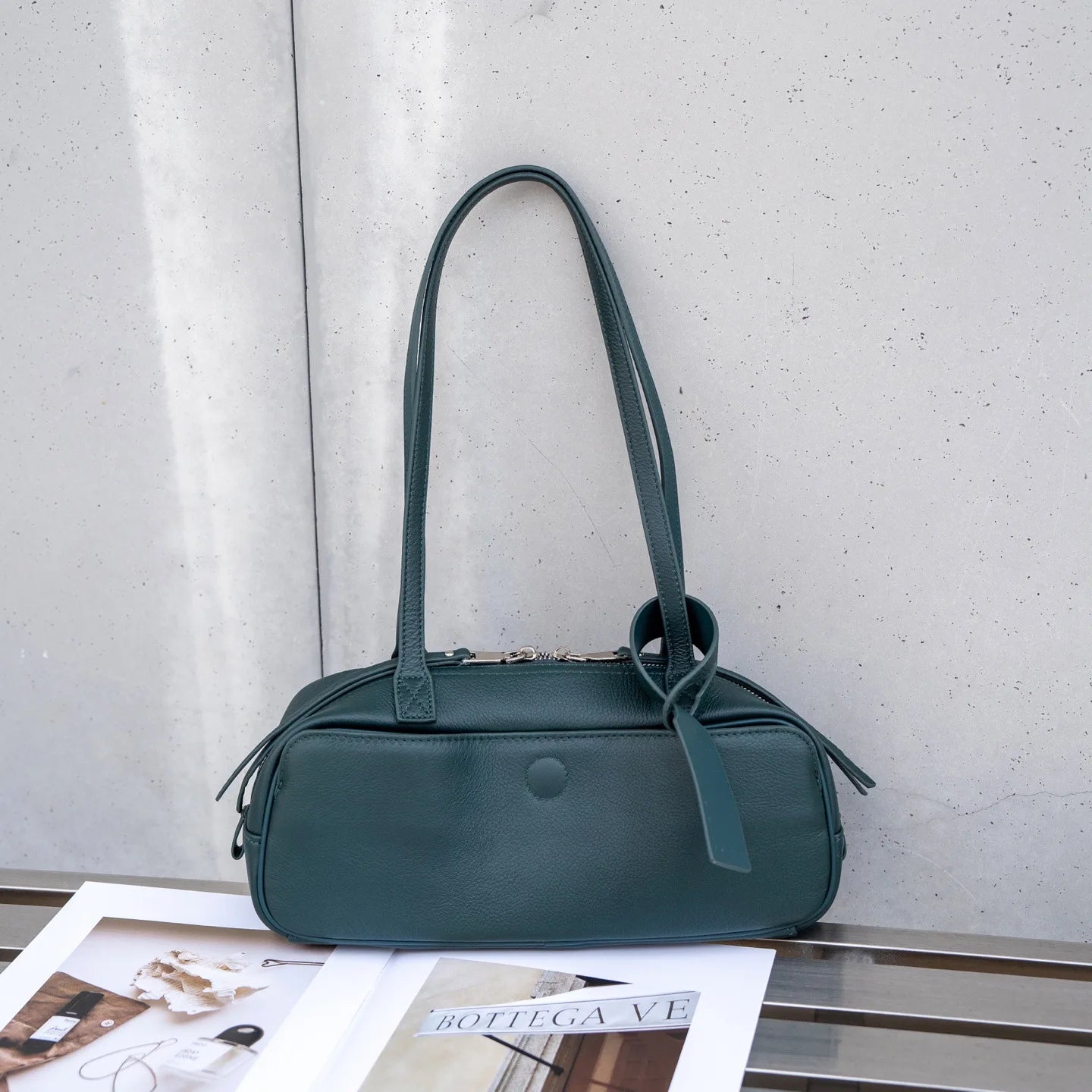 Women's Top-Grain Genuine Leather Hobo Shoulder Bag, Large Vintage Bowling Tote for Office and Everyday