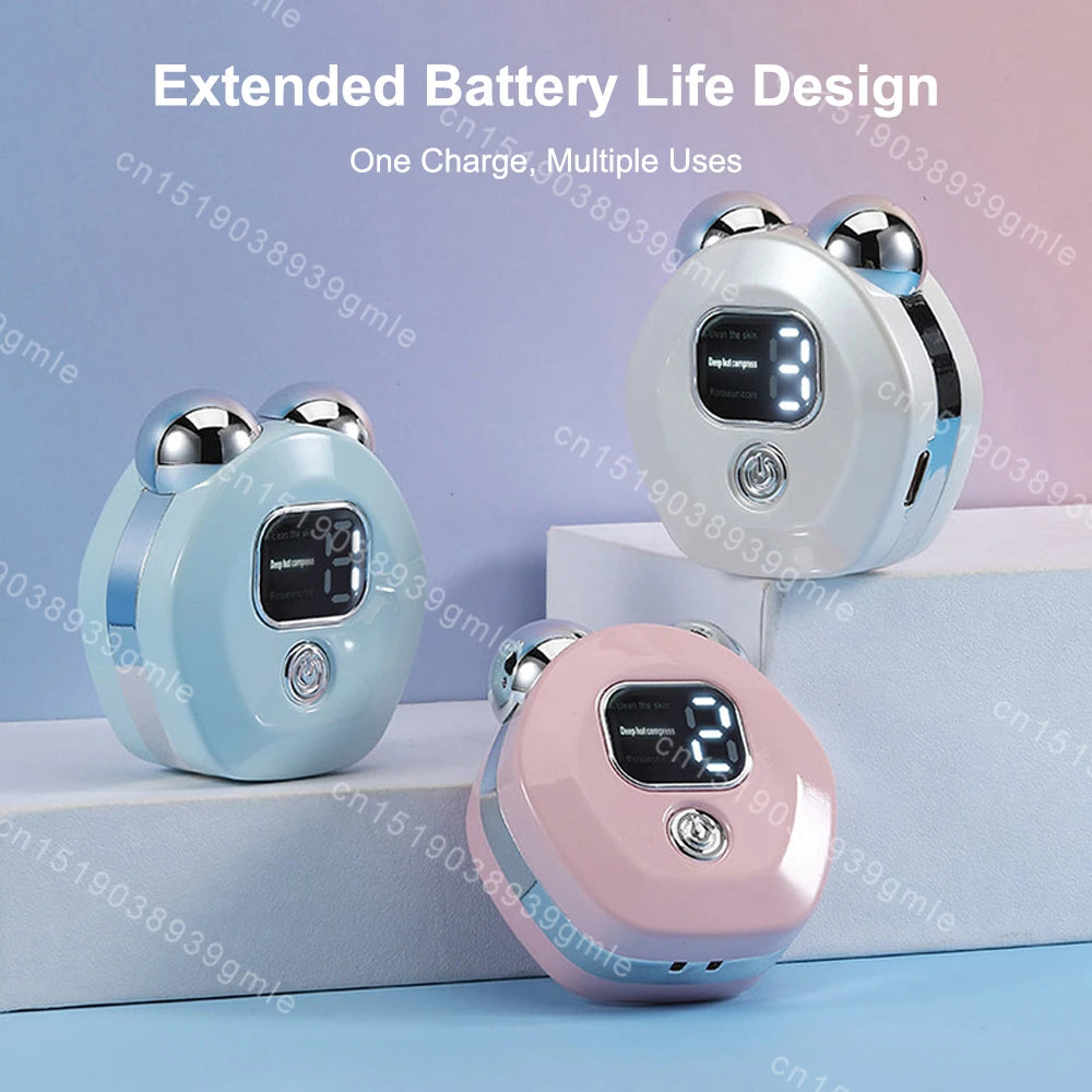 Microcurrent Facial Massager Roller — Vibration EMS Face & Neck Lifting Skin Tightening Anti-Wrinkle Device