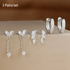 3-Pair Zircon Huggie Hoop Earrings for Women, 8mm (0.31 in) Stainless Steel Cartilage Piercing Set