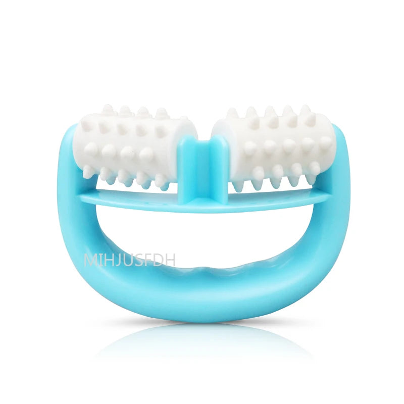 Handheld D-Shaped Double Roller Anti-Cellulite Massager — Slimming Tool for Face, Legs & Body