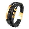 Braided Leather Rope Bracelet with Stainless Steel Magnetic Clasp, Unisex Charm Bangle — 21 cm (8.3 in)