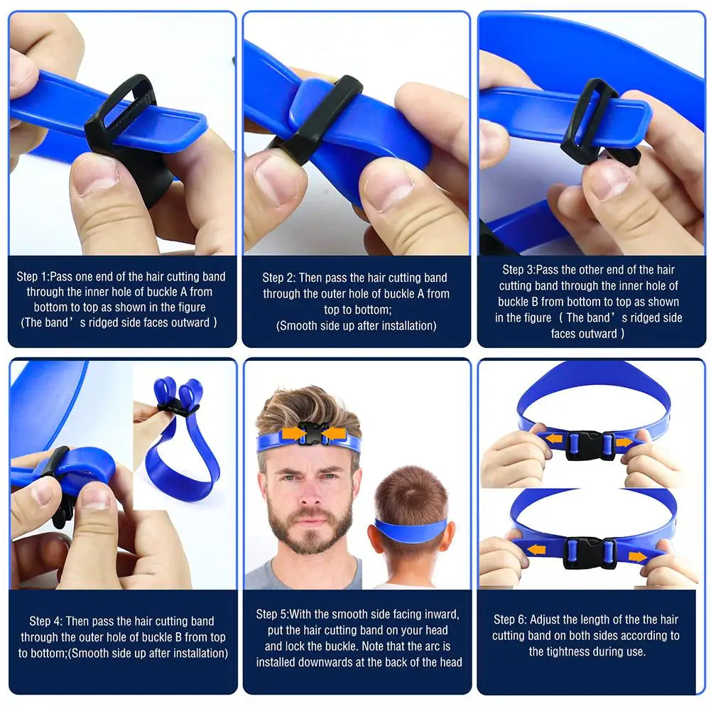 Adjustable Hairline & Neckline Trimming Guide Set – DIY Haircut Template with Silicone Headband & Clipper Comb