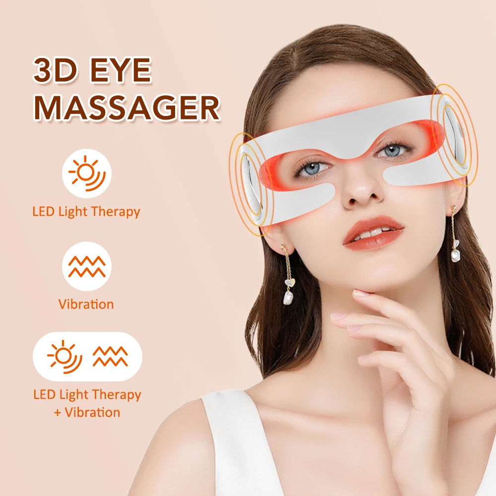 3D Eye Massager — Red Light, Vibration & Microcurrent Therapy for Dark Circles & Puffiness